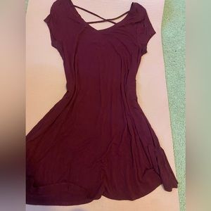 Maroon v neck t- shirt dress